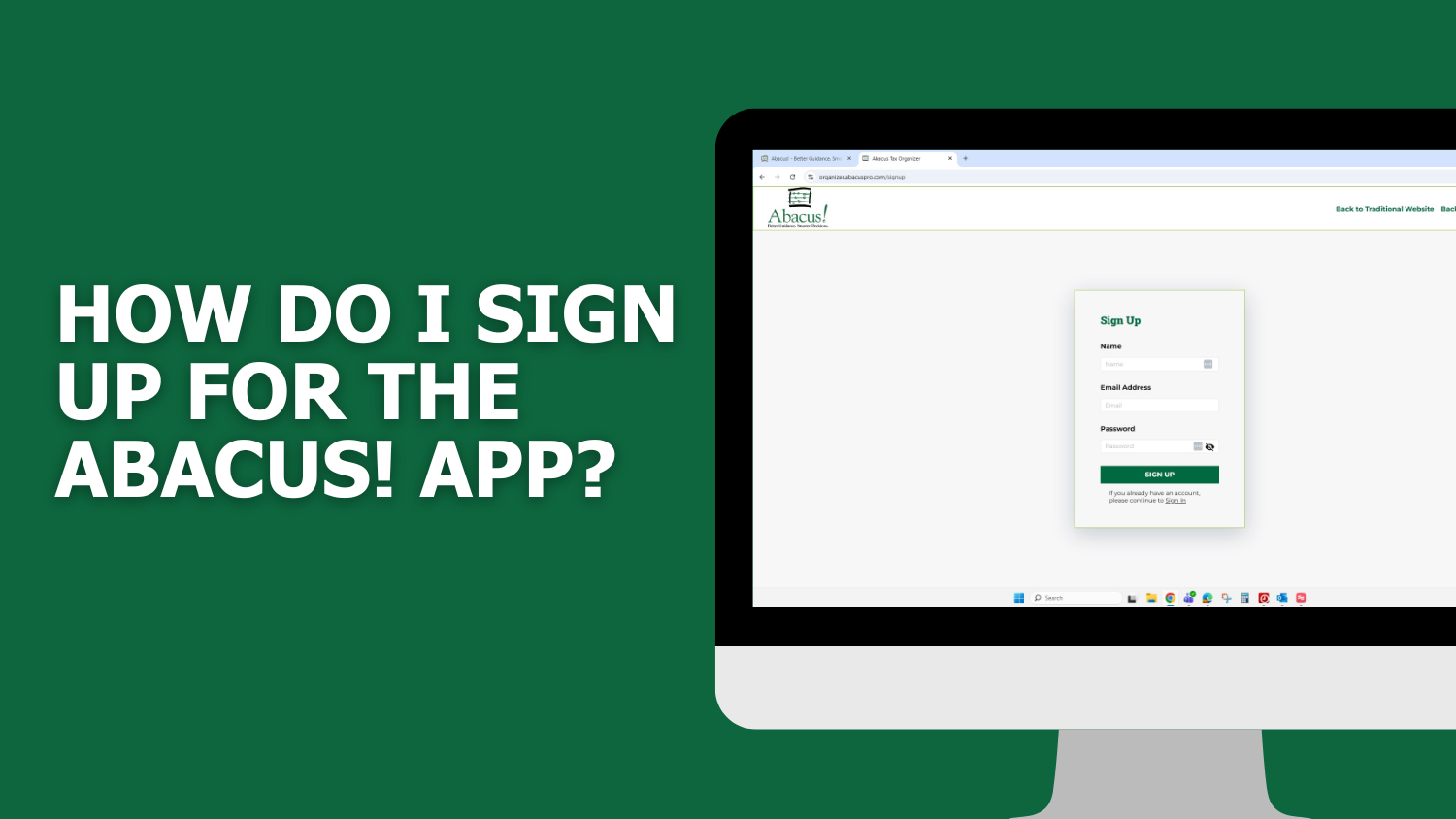 How do I sign up for the Abacus! App (web version)?