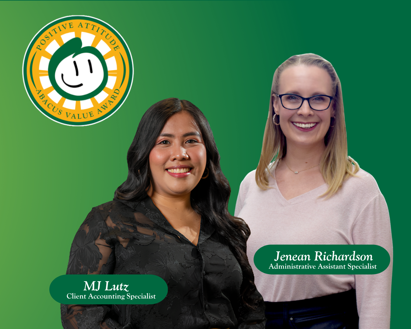 Abacus! honors MJ Lutz and Jenean Richardson with 2026 Positive Attitude Award
